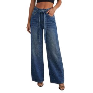 Elitee Women’s High-Waist Wide-Leg Jeans – Loose Fit Full-Length Denim Pants